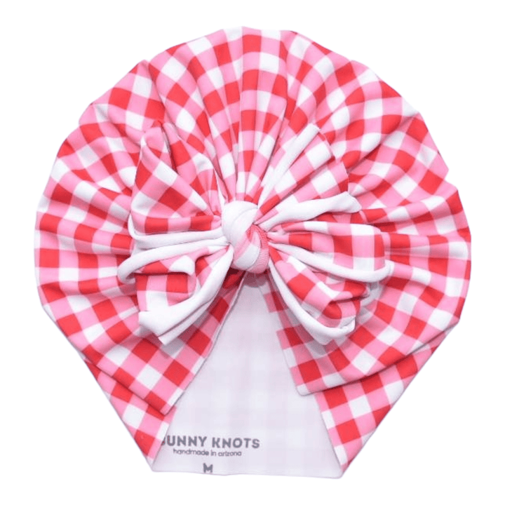 Sharleen | Red Picnic Gingham | Swim Headwrap - Bunny Knots