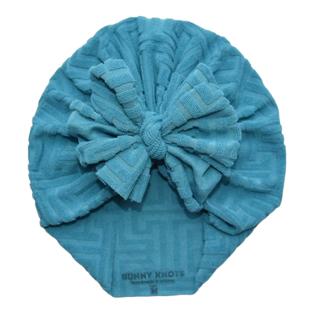 Andee | Mediterranean Blue | Terry Embossed Headwrap