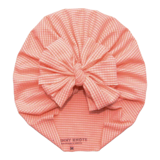 Reef | Coral & White Stripe | Waffle Rib Headwrap