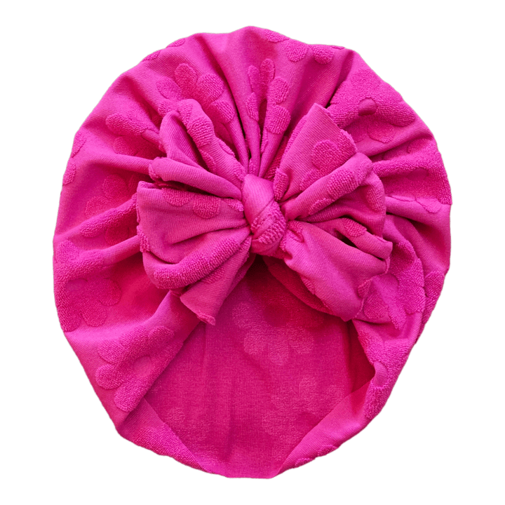 Mac | Far Out Pink Floral | Terry Embossed Headwrap - Bunny Knots
