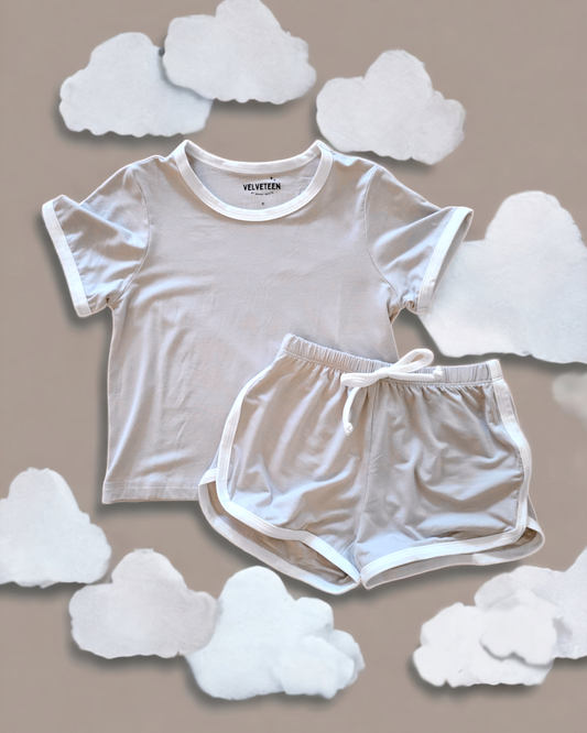 Fog Grey | Bamboo Retro Shortie Set