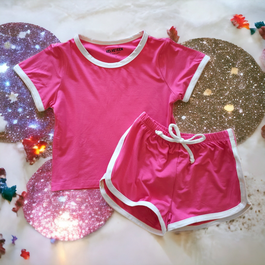 French Fuschia | Bamboo Retro Shortie Set