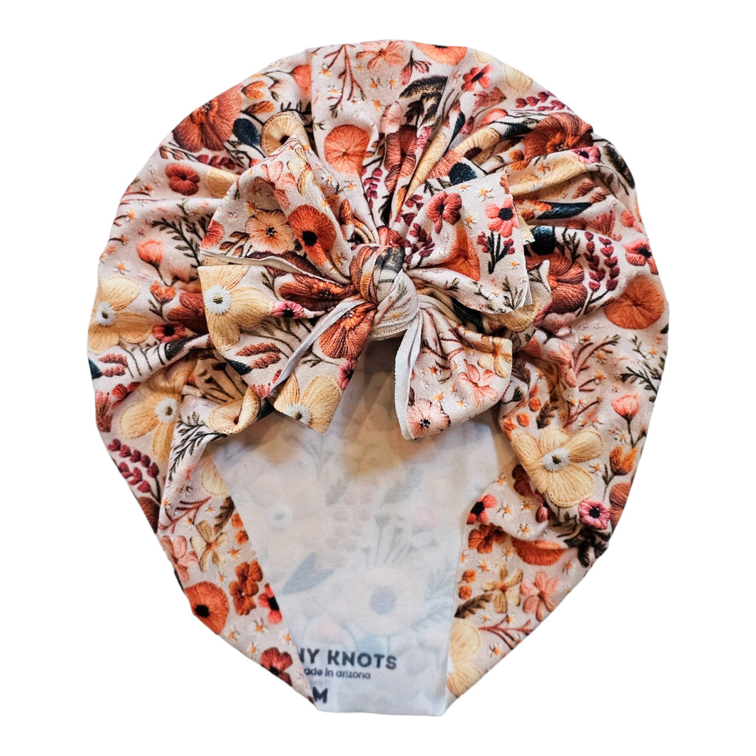 Lyanna | Embroidery Neutral Floral | Classic Headwrap