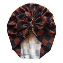 Load image into Gallery viewer, Umber | Brown &amp; Black Checkerboard | Brushed Rib Headwrap
