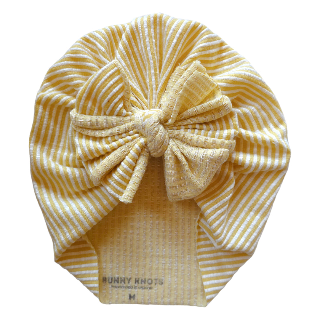 Vivielle | Mum Yellow Stripe | Chunky Rib Headwrap - Bunny Knots
