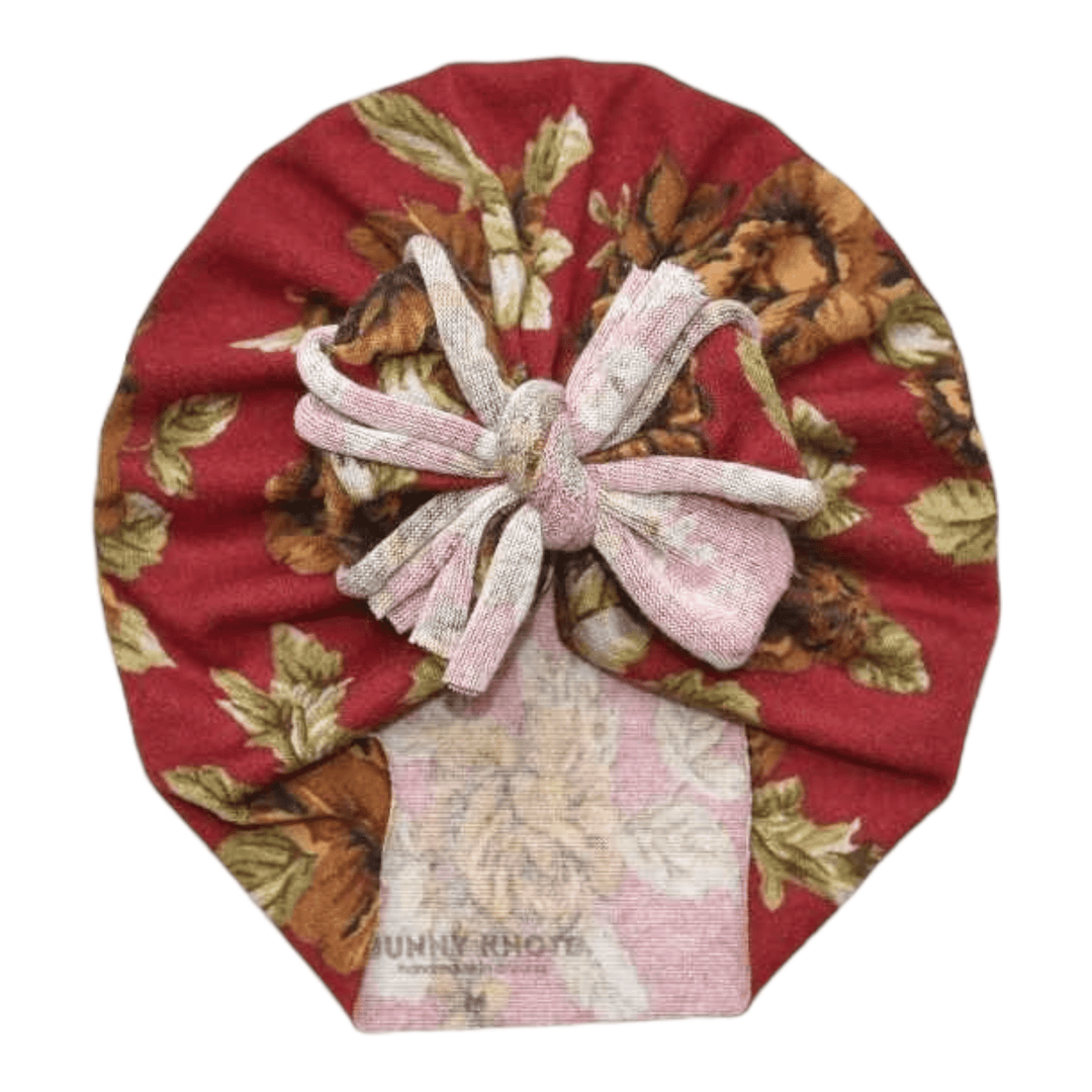 Sagey | Crimson Floral | Sweater Headwrap - Bunny Knots