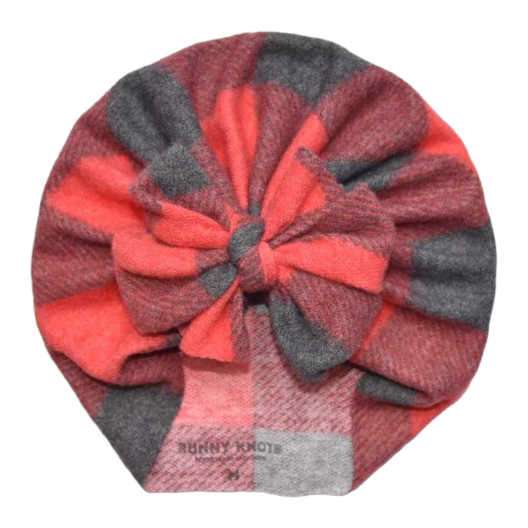 Cherith | Red & Charcoal Buffalo Plaid | Sweater Knit Headwrap