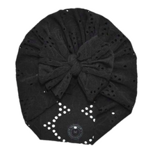 Load image into Gallery viewer, Blanche | Embroidered Black Daisy  | Eyelet Headwrap
