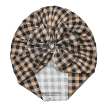 Load image into Gallery viewer, Kesley | Nude &amp; Black Gingham | Brushed Ribbed Headwrap
