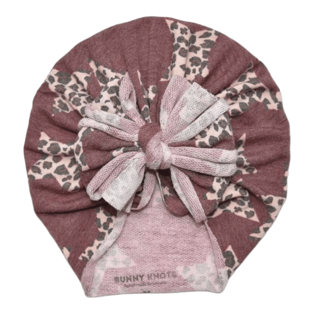 Arlynne | Leopard Stars | French Terry Headwrap - Bunny Knots