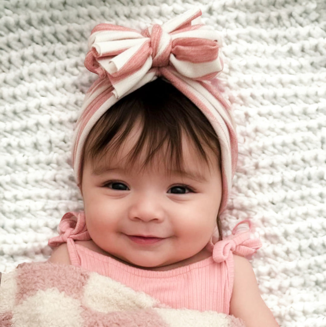 Brookie | Faded Red Stripe | Lightweight Sweater Headwrap - Bunny Knots