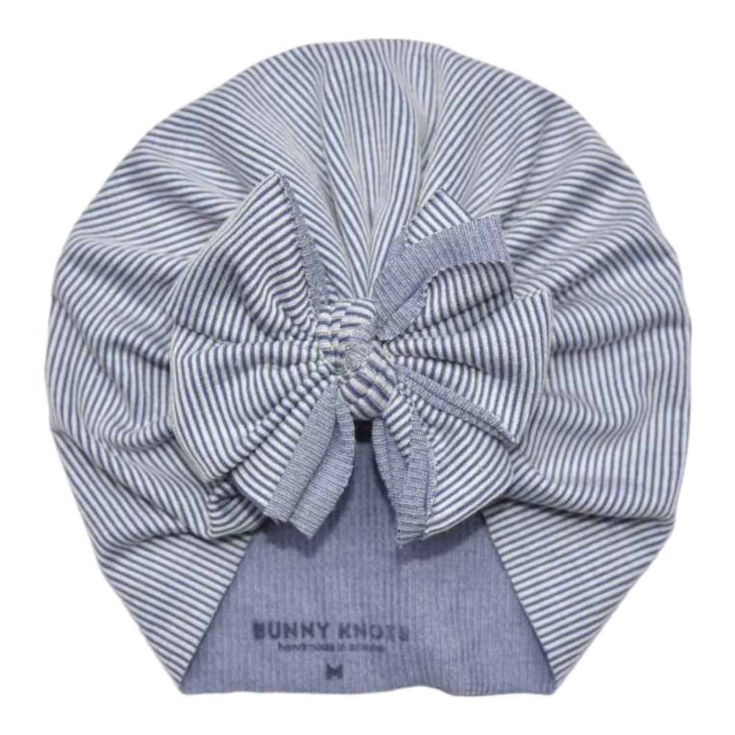 Million | Denim & White Stripe | Soft Ribbed Headwrap