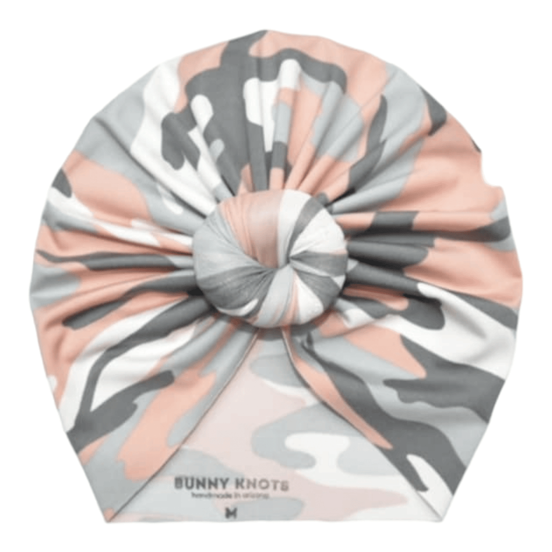 Jayne | Pink Camo | Swim Headwrap - Bunny Knots