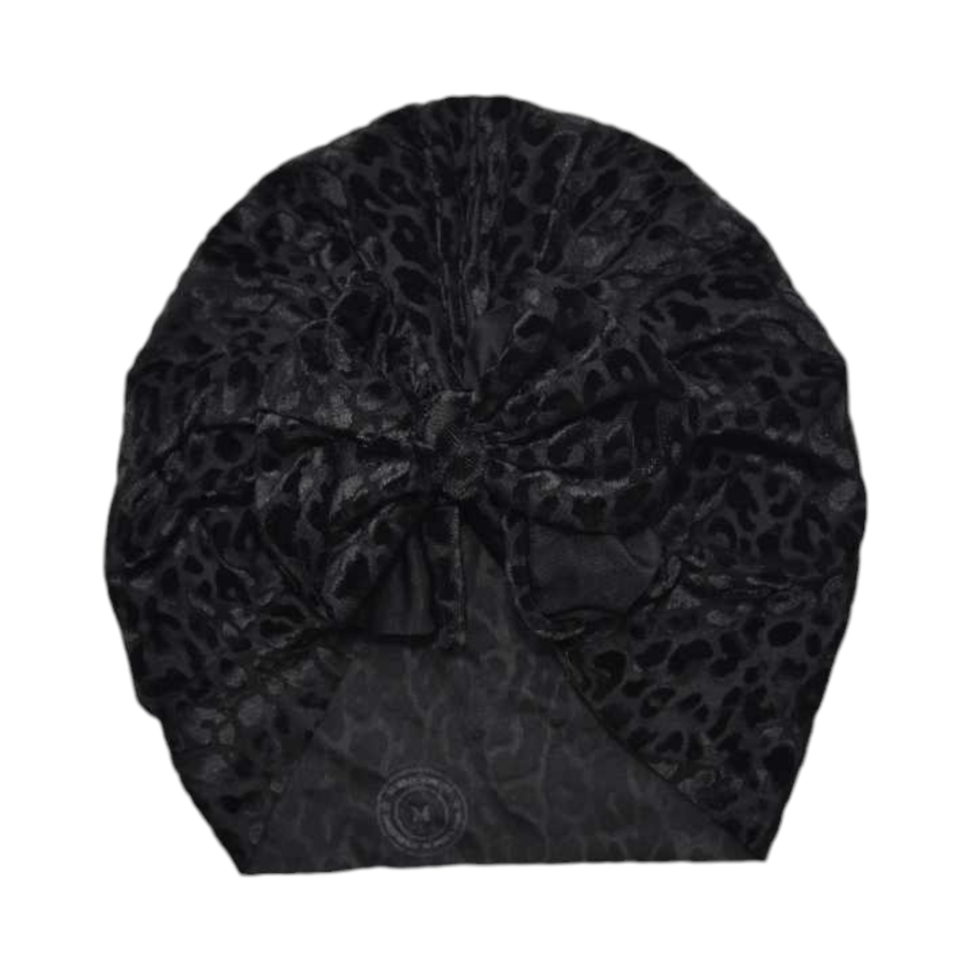 Selkie | Black Leopard | Velvet Burnout Headwrap - Bunny Knots