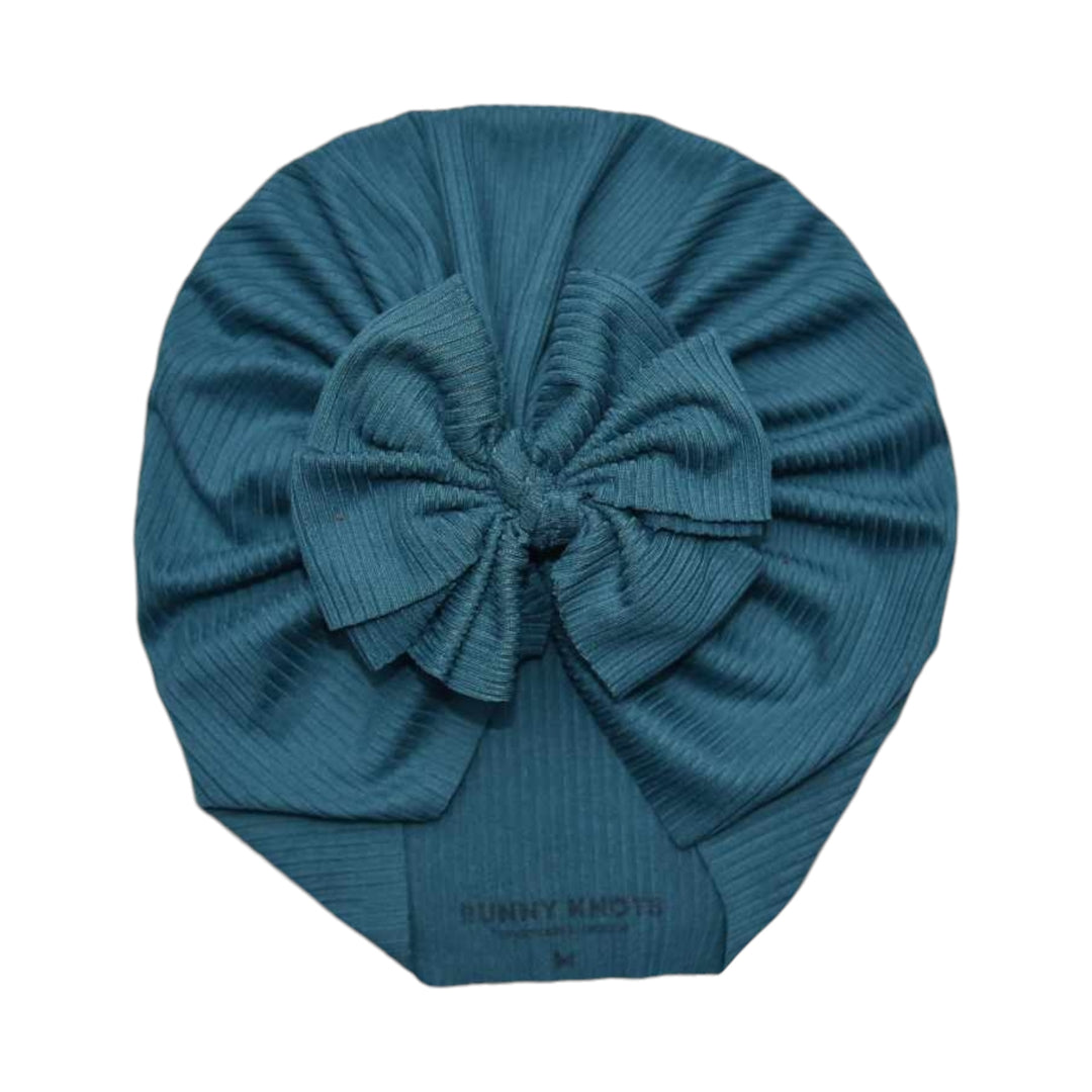Marleigh | Victorian Teal | Brushed Rib Headwrap - Bunny Knots