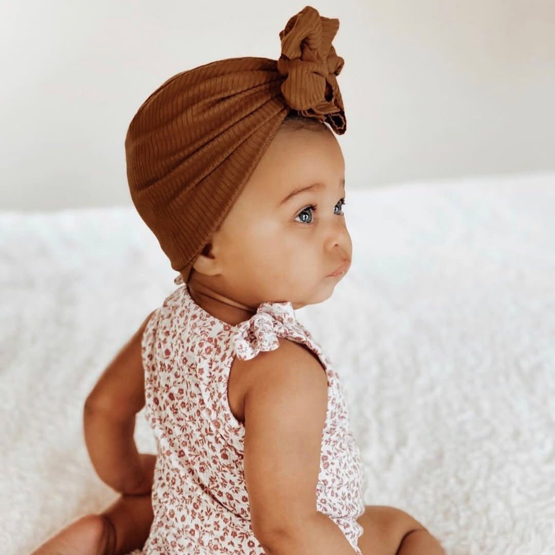 Juni | Cognac | Brushed Rib Headwrap - Bunny Knots
