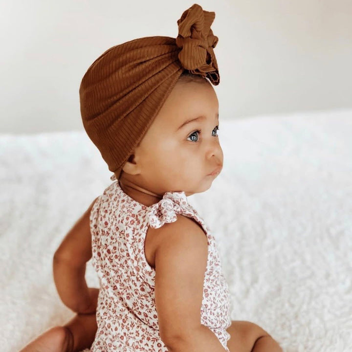 Juni | Cognac | Brushed Rib Headwrap - Bunny Knots