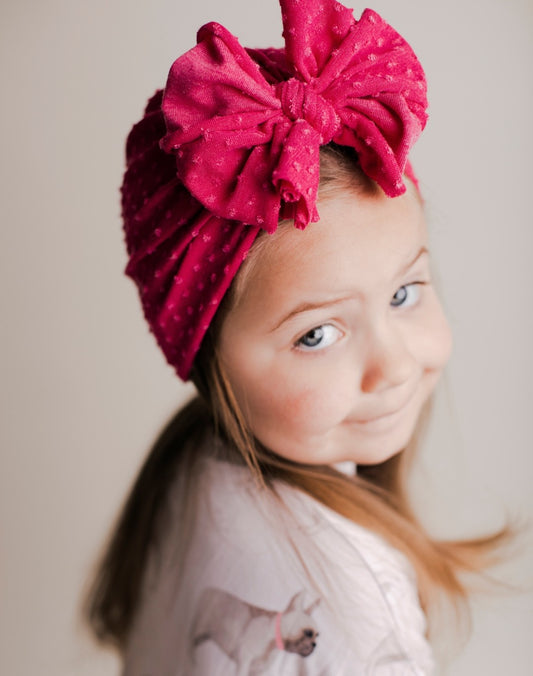 Bette | Washed Magenta | Shabby Swiss Dot Headwrap