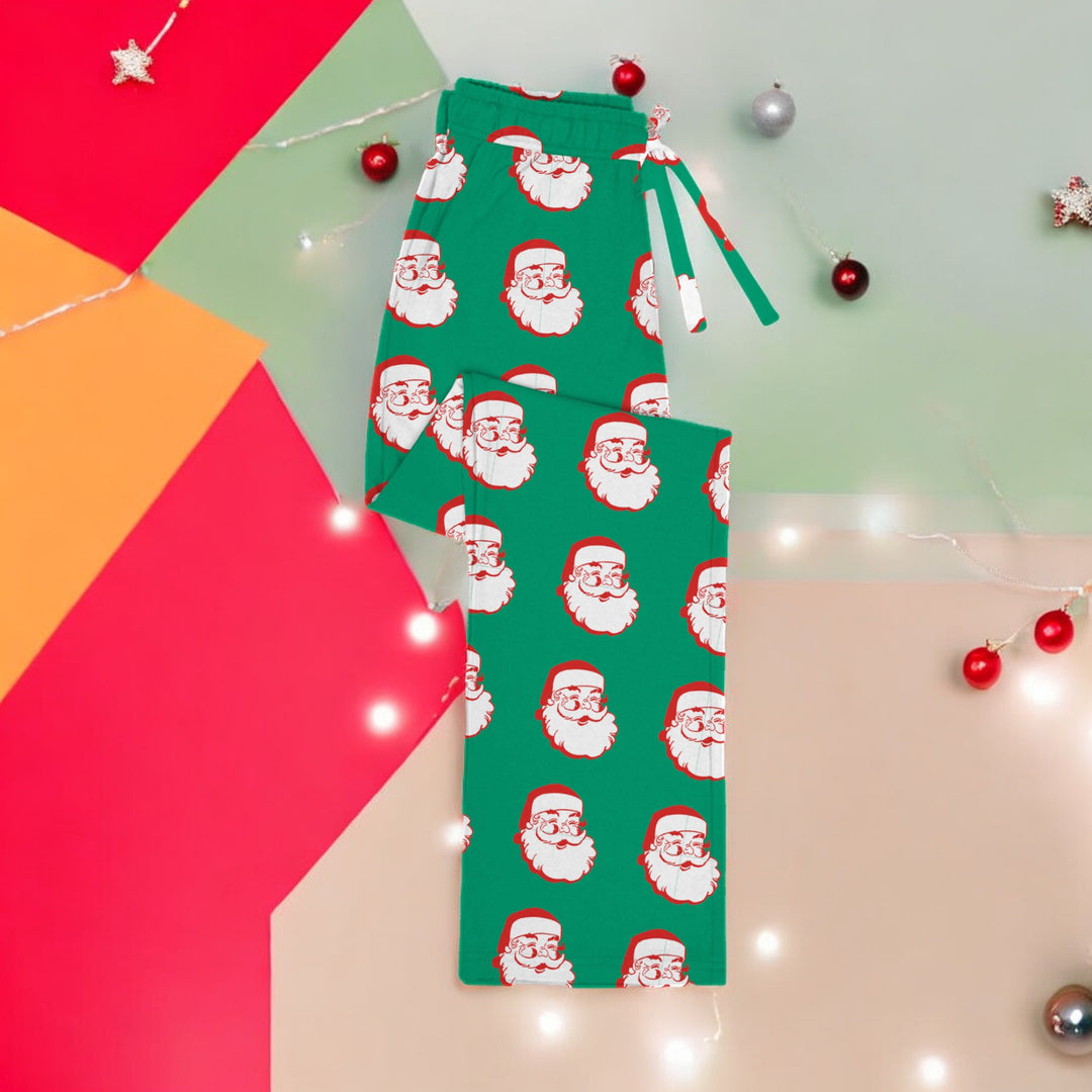 Father Christmas (Green) | Unisex Bamboo Lounge Pants - Bunny Knots