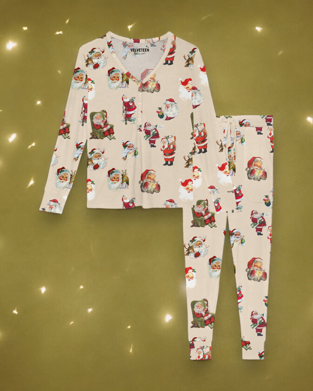 Jolly Old St. Nick | Women's Bamboo Loungewear Set - Bunny Knots