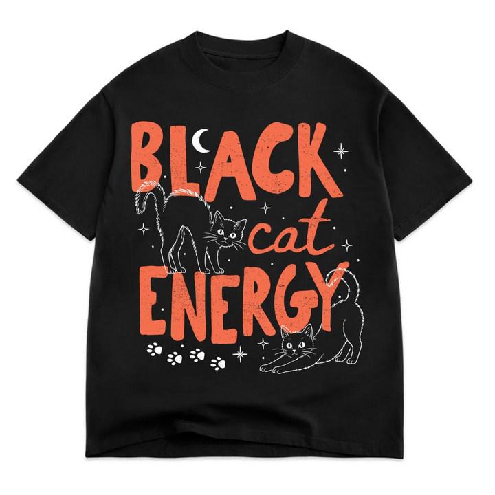 Black Cat Energy Luxe Oversized Drop Sleeve T-Shirt