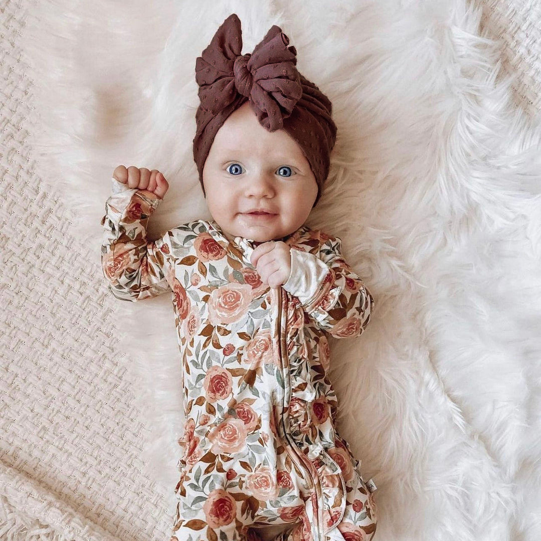 Leche | French Roast Brown | Swiss Dot Headwrap - Bunny Knots