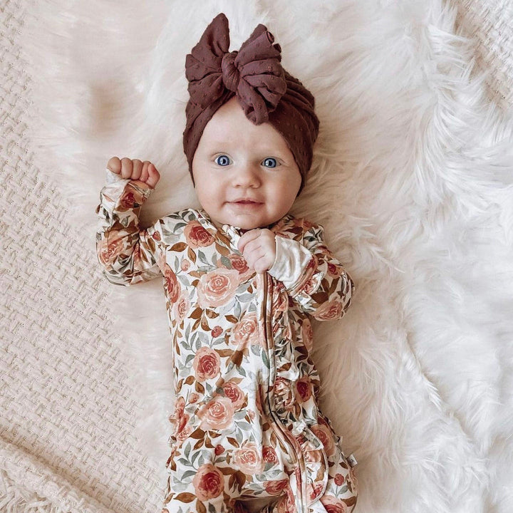 Leche | French Roast Brown | Swiss Dot Headwrap - Bunny Knots