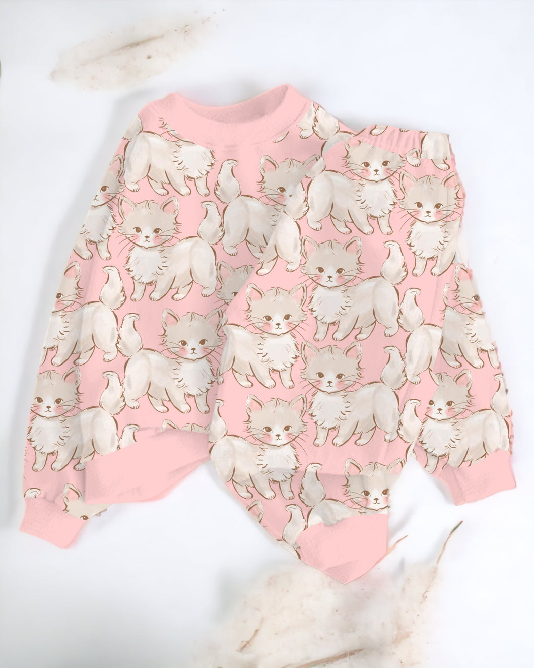 You Gotta Be Kitten Me | Sweet Pink Kitties | Bamboo French Terry Jogger Set