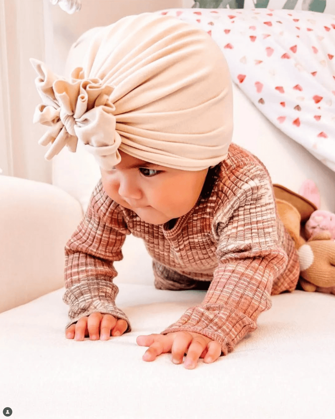 Kristo | Plaza Blanco Beige | Stretch Suede Headwrap - Bunny Knots