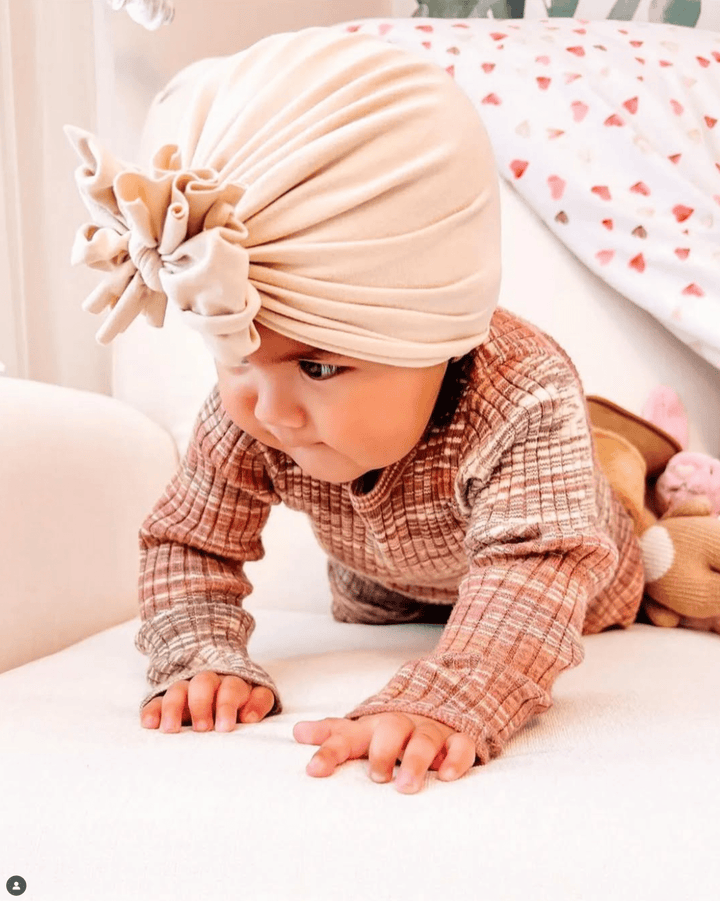 Kristo | Plaza Blanco Beige | Stretch Suede Headwrap - Bunny Knots