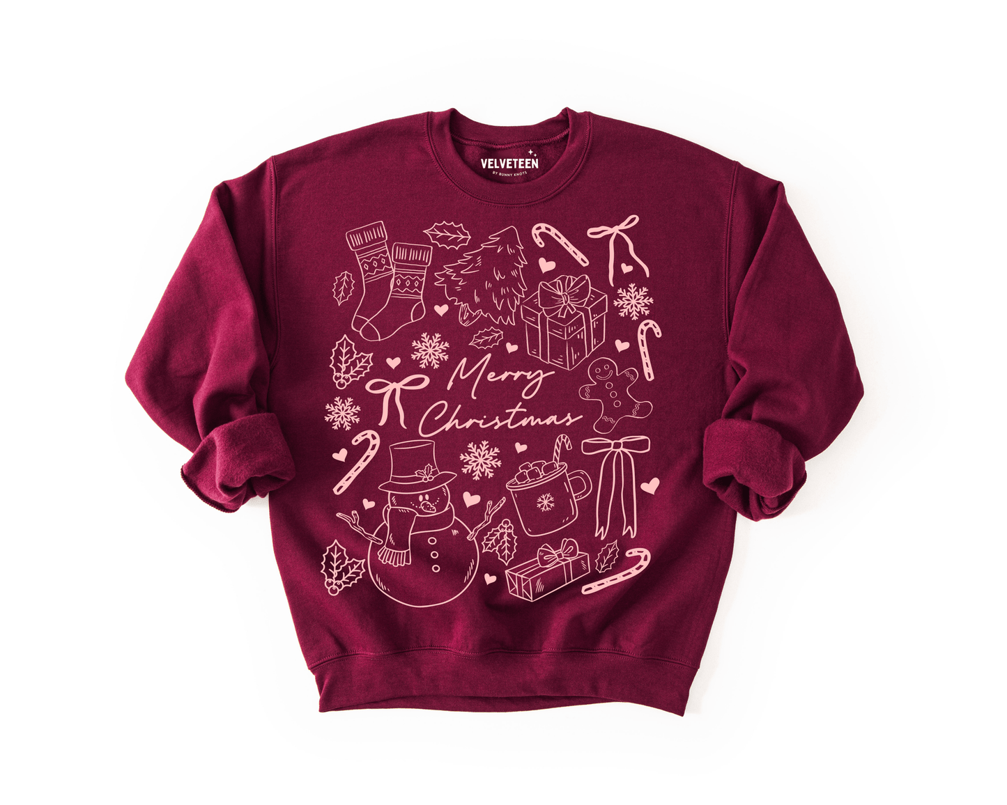 Merry Christmas Doodles Crewneck Sweatshirt - Bunny Knots