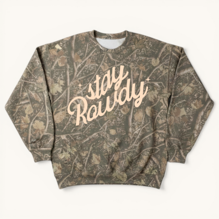 Stay Rowdy Camo Crewneck