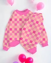 Load image into Gallery viewer, Be Mine Forever | Pink Checkerboard | Bamboo French Terry Jogger Set
