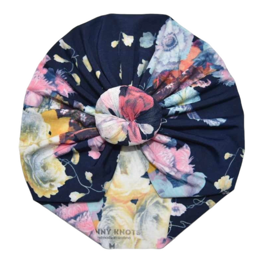 Bonny | Navy & Bright Pastel Floral | Classic Headwrap