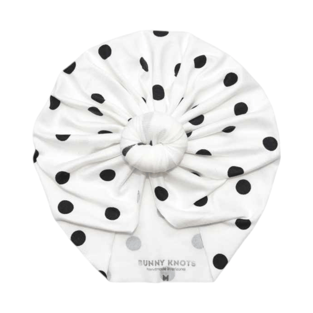 Darling | Black & White Polka | Classic Headwrap - Bunny Knots