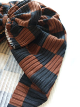 Load image into Gallery viewer, Umber | Brown &amp; Black Checkerboard | Brushed Rib Headwrap
