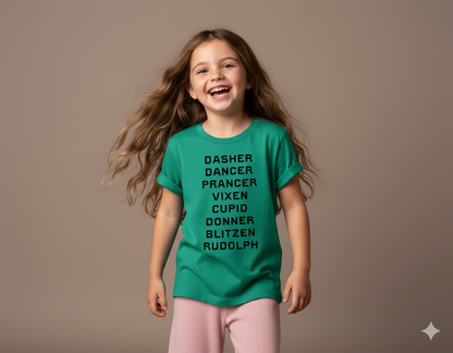 Reindeer Names (Green) T-Shirt