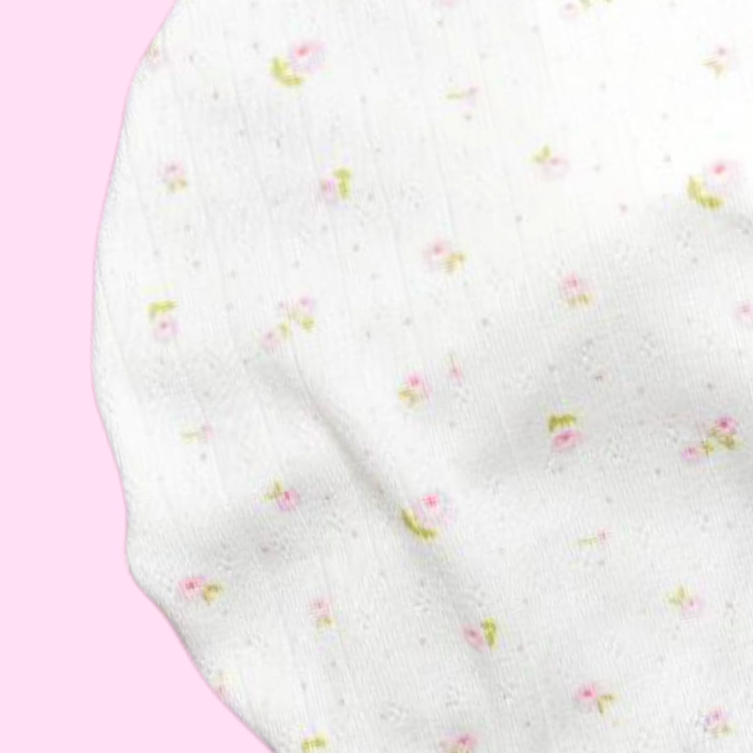 Calliope | Dainty Pink Floral | Pointelle Headwrap - Bunny Knots