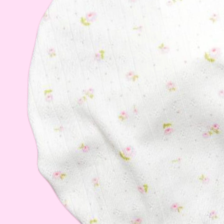 Calliope | Dainty Pink Floral | Pointelle Headwrap - Bunny Knots