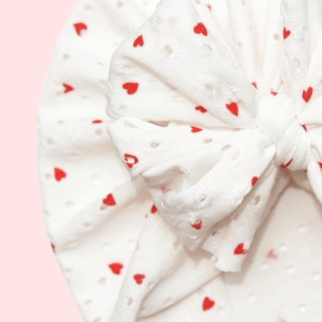 Croía | Mini Red Hearts | Eyelet Headwrap - Bunny Knots