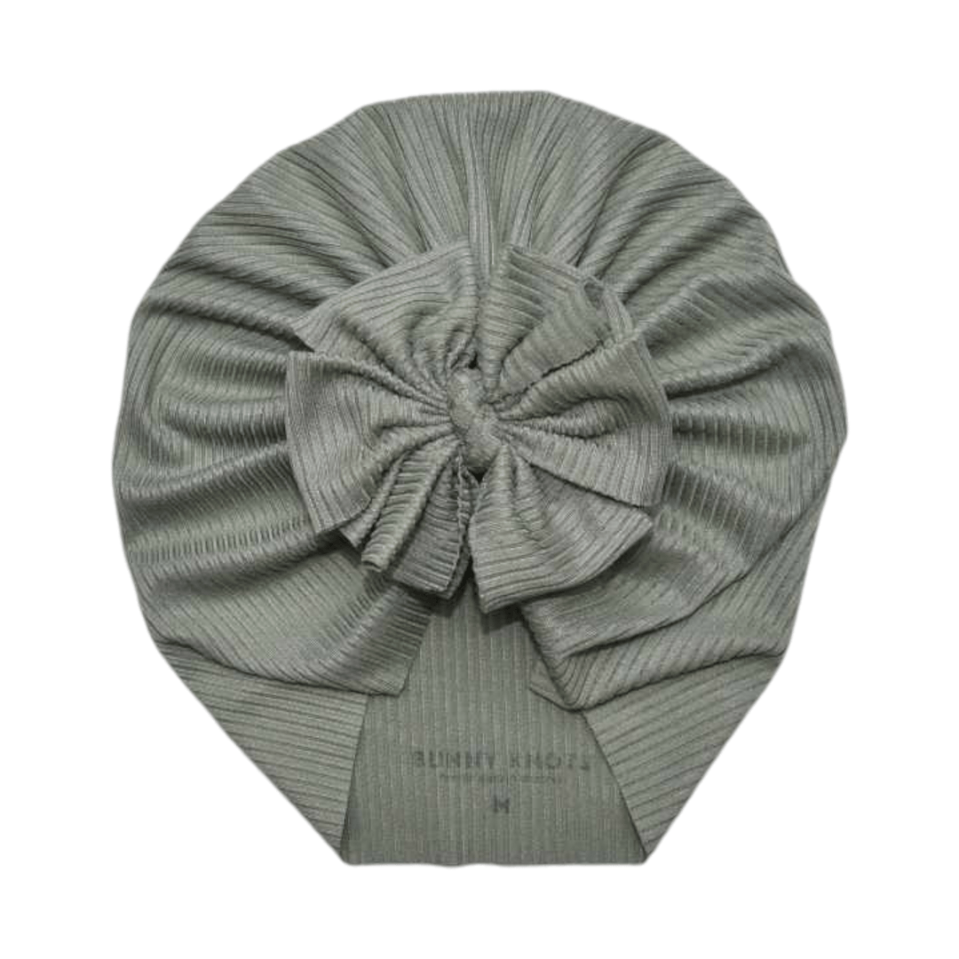 Mackleigh | Sage Grey | Brushed Rib Headwrap - Bunny Knots