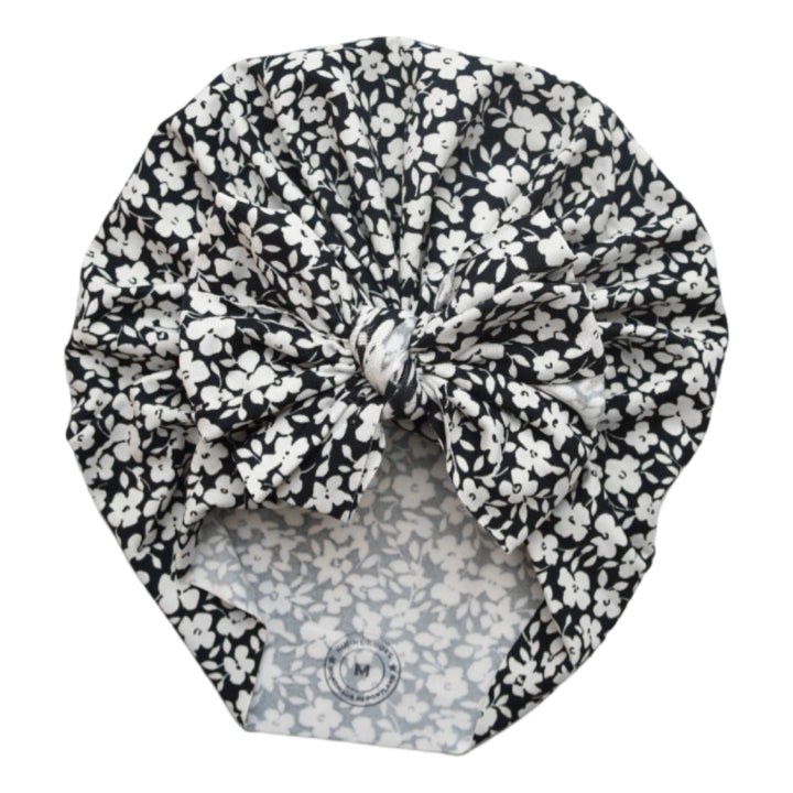 Cassady | Black & White Floral |Classic Headwrap - Bunny Knots