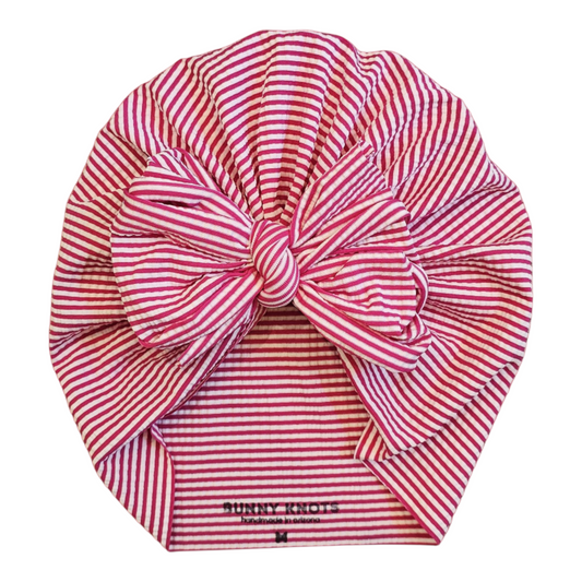 Rowen | Raspberry Stripe | Seersucker Swim Headwrap
