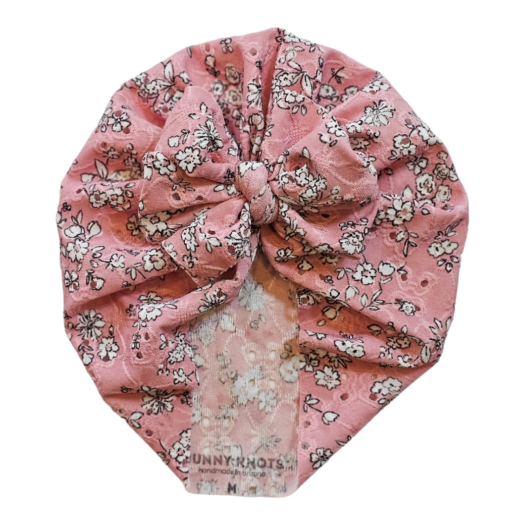 Lorna | Mauve Pink Floral | Eyelet Headwrap
