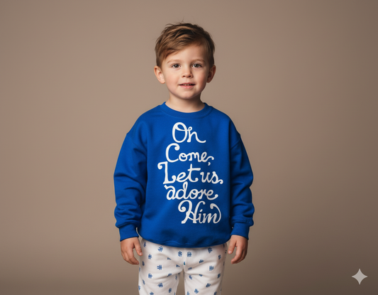 Let Us Adore Him (Blue) Crewneck Sweatshirt