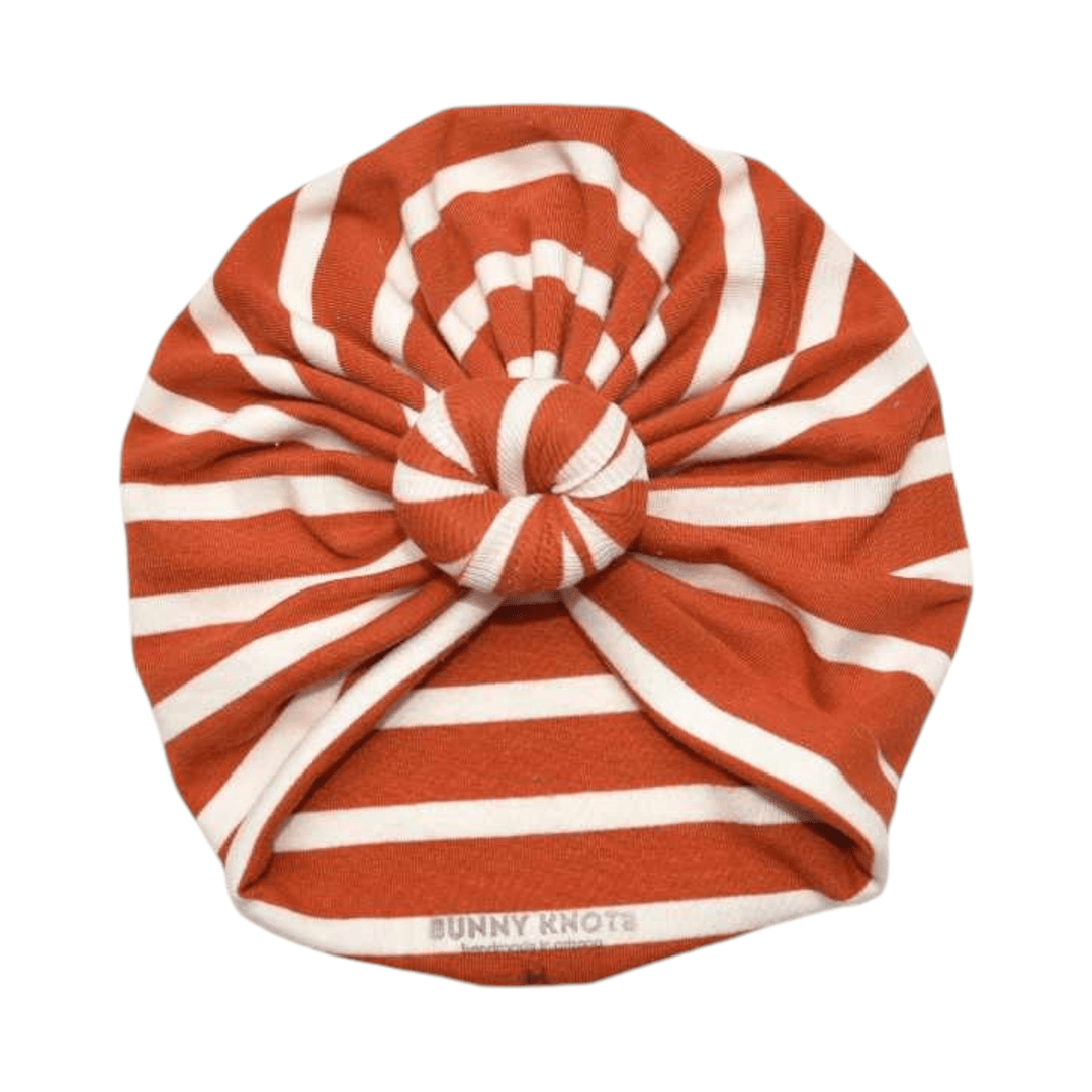 Cubbie | Copper & White Stripe | Classic Headwrap - Bunny Knots