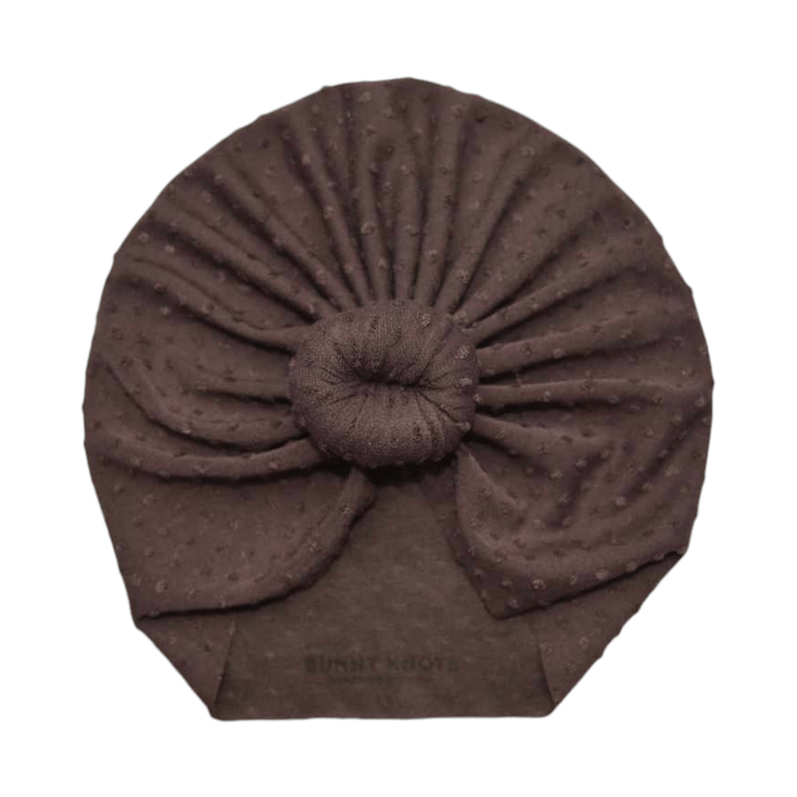 Leche | French Roast Brown | Swiss Dot Headwrap - Bunny Knots