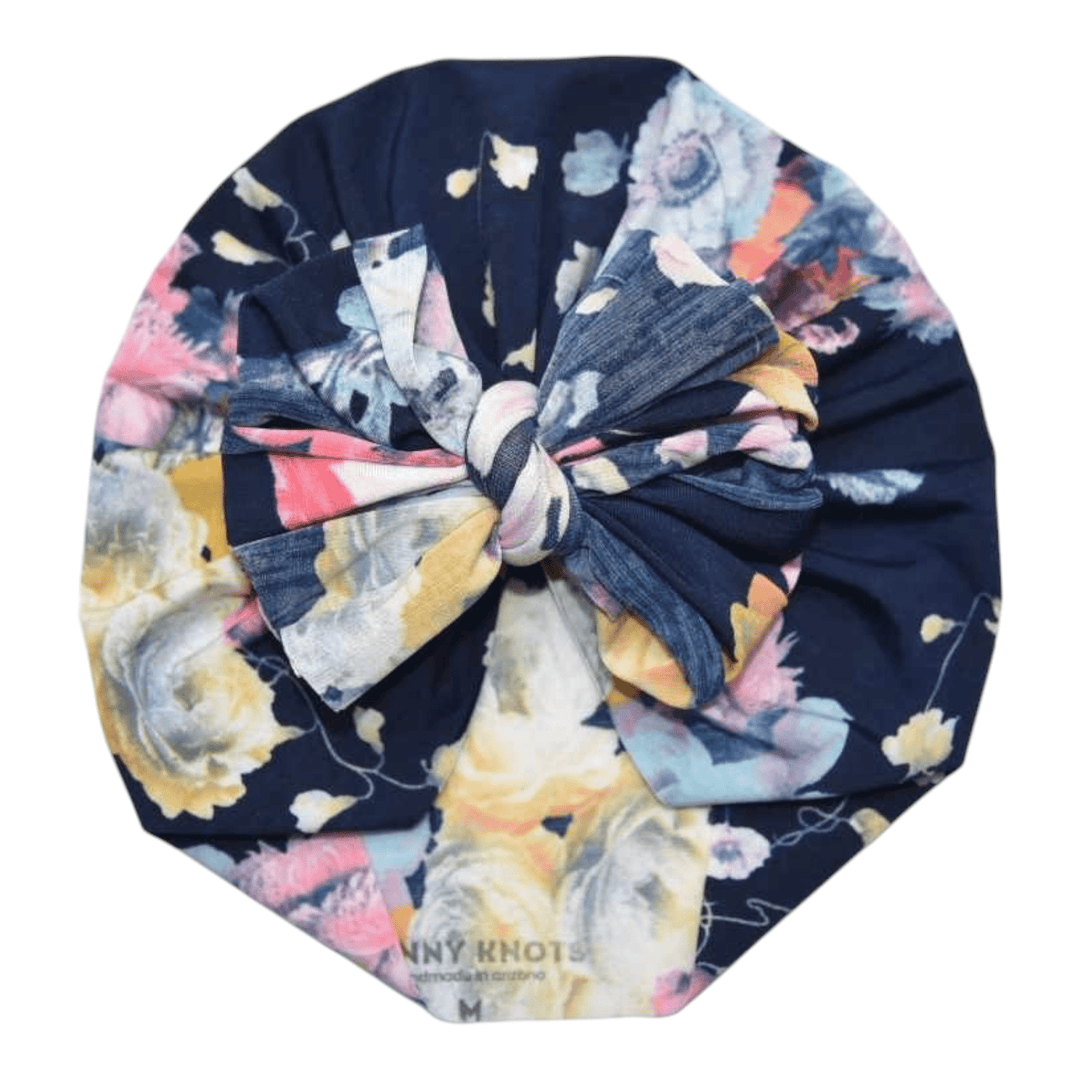 Bonny | Navy & Bright Pastel Floral | Classic Headwrap - Bunny Knots