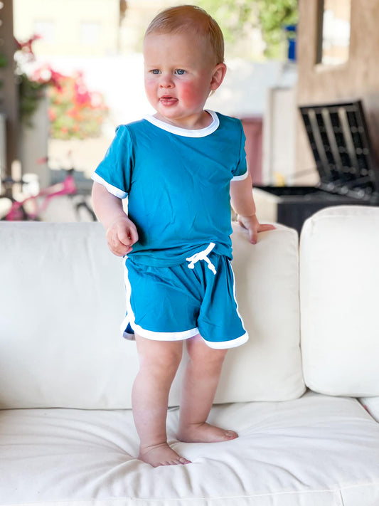 Capri Blue | Bamboo Retro Shortie Set