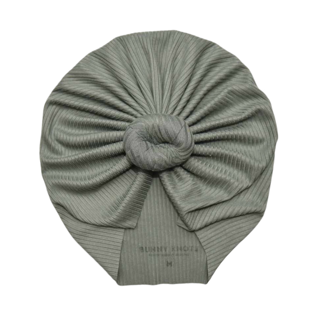 Mackleigh | Sage Grey | Brushed Rib Headwrap - Bunny Knots